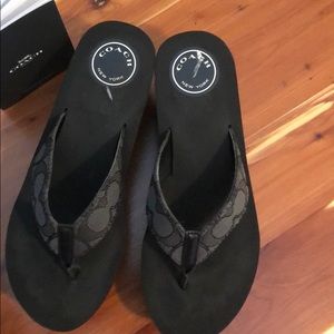 Coach Shoes - Black Wedge Coach Flip Flops Coach Shoes - Black Wedge Coach Flip Flops